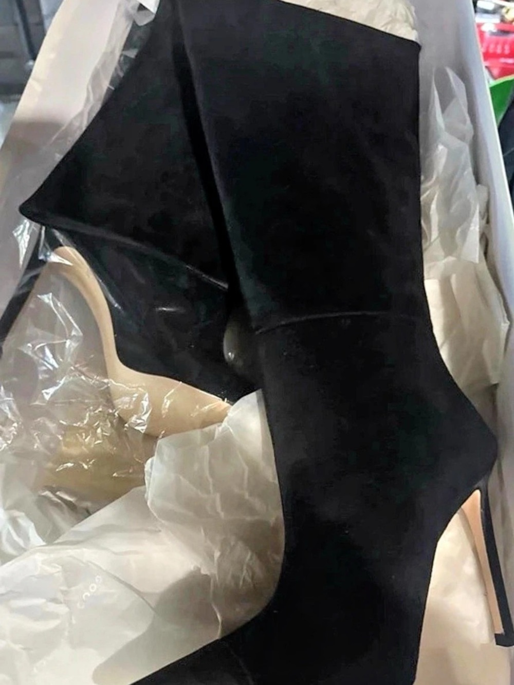Good American Black Pointed-Toe Over-the-Knee Boots
